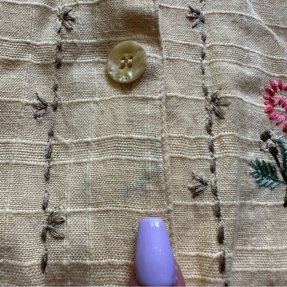 VTG Light Yellow Ditsy Floral Embroidered Vest - Picture 10 of 12